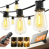 54FT Solar String Lights Waterproof with USB Charging Remote Dimmable Patio Lights