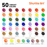 Acrylic Paint, 50 Colors Acrylic Paint Set, 2Oz/60Ml Bottles, Rich Pigments, Water Proof, Premium For Artists, Beginners And Kids On Canvas Rocks Wood Ceramic Fabric
