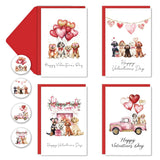 24Pack Valentines Day Cards With Envelopes & Cartoon Stickers, 4 Cute And Fun Dog Designs, Blank Inside For Valentines Day Gift, Boys & Girls Classroom Exchanges, V-Day Parties, 4" X 6"