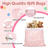 56" Pink Jumbo Plastic Gift Bag, Baby Girl Design Extra Large Plastic Bag With Tag And Tie For Birthday, Baby Shower And Holiday