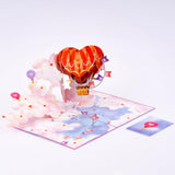 Heart Hot Air Balloon Pop Up Card, Cloud, Love 3D Popup Greeting Cards, Gifts For Valentines, Birthday, Mothers Day, Anniversary, Thinking Of You, 5X7 - Includes Envelope And Message Note