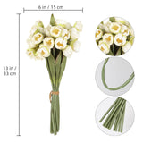 Lily Of The Valley Artificial Flowers 2 Bouquets Faux Silk White Bell Flowers 24Pcs Wind Chime Orchid Wedding Holding Flowers Bouquet For Home Garden Party Decor(White)