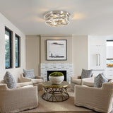 2 Pack 13 Inch Brushed Nickel Ceiling Lights 3 Light Modern Flush Mount Fixtures