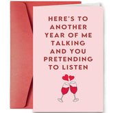 Funny Valentines Day Card For Husband Wife, Cute Anniversary Card For Boyfriend Girlfriend, Birthday Love Card For Partner, Me Talking You Pretending To Listen