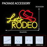 Let's Rodeo Neon Sign Dimmable Cowboy Hat LED Wall Light for Game Room Bar Man Cave Farmhouse Decor