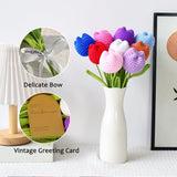 9Pc Crochet Tulips Bouquet, Knitted Flowers Set, Fake Artificial Tulip Flowers Bouquet, Table Centerpieces, Crochet Flower Gift For Women Friends Home Decoration Office Decor (9Pc Tulips)