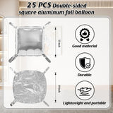 25 Pcs 19Inches Silver Square Foil Balloons Wall | Double Sided Cube Balloons Tunnel Arch Kit - Ideal For Birthday, Wedding, Anniversary Background Decorations(Silver)