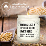 Funny Spooky Gifts For Women, Spooky Horror Decorations Candle Soy Wax, Witchy Horror Gifts With Spider Web, Dark Style House Warming Present, 7Oz