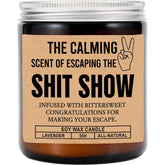 The Calming Scent Of Escaping The Shit Show - Funny Coworker Farewell Candle - Lavender Scented Soy Wax Candle Gift For Friend Leaving Job