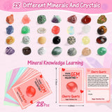 Valentines Day Cards For Kids School, 28 Sets Valentines Day Cards Natural Gemstone Crystals Rocks Minerals Bulk, Valentine Exchange Card For Kids Girls Boys School Class Classroom Party Favors (#1)