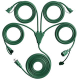 1 To 4 Splitter Extension Cord (Combined 68 Ft, End To End 50 Ft), 3 Prong Plug With 4 Outlets With Weatherproof Covers For Indoor And Outdoor Holiday Christmas Decroations