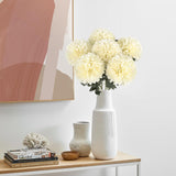 6Pcs Ivory Artificial Chrysanthemums Flowers 21.6’’ Large Faux Mums Bouquet Long Stem Fake Silk Flowers For Wedding Home Kitchen Party Garden Indoor Decoration(Ivory)