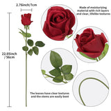 12Pcs 22" Red Real Touch Roses Artificial Flowers Realistic Rose Long Stem Roses Artificial Flowers For Home Party Wedding Table Centerpieces Décor(Red)