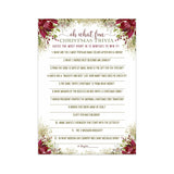 Rustic Floral Christmas Trivia Game Fun Party Activity With Holiday Movie And Song Questions For Adults, Office, Group, Thanksgiving, 25 Pack, 5X7 Cards, Version 2