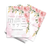Floral Baby Shower Game Kit, 30 Prediction & Advice Cards, Baby Boy Girl, Gender Reveal Games, Baby Shower Party Favors, 5 X 7 Inches, Adults, 100+ Years, Card Game
