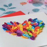 Unique Quilling Card – Rainbow Heart Shaped Flower Design | Handmade Greeting Card For Birthday, Anniversary, Christmas, Mother’S Day, Thank You, Friends & Loved Ones