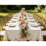 2Pcs 6Ft Artificial Flower Garland With 6 Decorative Plastic Butterflies, Fake Rose Flower Greenery Garland Floral Vines For Wedding Home Party Table Runner Wall Backdrop Decor (Red-2Pcs)