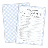 Family Feud Baby Shower Game Cards, Fun Games For Boy Or Girl, Gender Neutral Modern Minimal Design, Party Activities, 30 Game Cards + 1 Answer Card 5X7 Inches (Blue) - A06