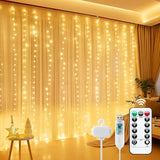 300 LED Curtain Fairy Lights Warm White USB Powered String Lights with Remote Timer 8 Modes for Room Wall Party Decor