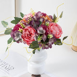 2Pcs Peonies Artificial Flowers Faux Peonies Fake Roses Bouquet Floral Arrangement For Spring Summer Centerpiece Table Wedding Party Home Decor, Purple Pink