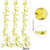 3Pcs Artificial Flowers Vine 5.9Ft Silk Flower Garland Yellow Spring Garland Decor Fake Hanging Artificial Jasmine Vines For Indoor Outdoor Home Wall Party Wedding Arch Decoration