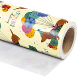 Puppy Dog Wrapping Paper - Mini Roll - 17 Inch X 9.8 Feet - Yellow Birthday Wrapping Paper Perfect For Kids Boys Grils, Baby Shower