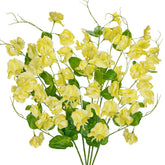 Yellow Artificial Flowers Bouquet, Spring Summer Flower Sprays With Green Leaves Realistic 23.6'' Long Stem Faux Sweet Pea For Home Decor Indoor Vase Farmhouse Wedding, Set Of 5