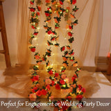 30 Led Rose Flower String Lights 8.2Ft Artificial Flower Garland With Lights Hanging Fake Rose Flower Vine Lights For Garden Wedding Party Decor Birthday Bedroom Wall Decor
