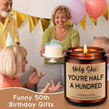 Funny 50Th Birthday Candles, 50Th Birthday Gifts For Women Men, Cool Turning 50 Year Old Gifts Ideas, Happy Half A Hundred Bday, Funny Presents For 50 Year Old Women, Men In Their 50S