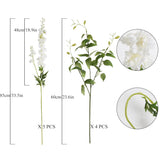 White Flowers Artificial Delphinium 9Pcs With Clematis Greenery For Wedding & Home Decor