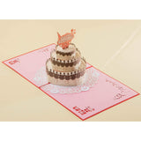 AIT Pop Up Greeting Cards for Birthday, Happy Birthday Thank You Card, Cute Cake 3D Birthday Cards for Women Men, Mom Dad, Wife Husband Daughter, Cake -Red