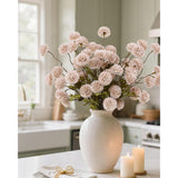 6Pcs Artificial Flowers Faux Silk Pompon Mum,Silk Small Mini Chrysanthemum Ball With Stems For Wedding Diy Champagne Arrangements Bouquets Centerpieces Home Decorations(Beige)