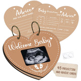 Welcome Baby Shower Advice - 45 Pcs Heart Baby Predictions And Advice Cards, Wood Guest Book Keepsake For New Parents, Gender Neutral Party Activity