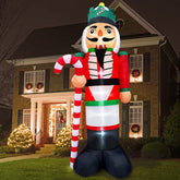 12 Foot Giant Christmas Inflatables Nutcracker Decoration Outdoor Blow Up Candy Cane Christmas Decoration With Build-In