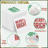 100 Pcs Christmas Paper Napkins Disposable, Merry Bright Red And Green Foil Cocktail Napkins, Xmas Holiday Party Guest Dinner Napkin Hand Towels For Christmas Winter Party Supplies, 6.5 X 6.5 Inch