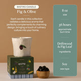 Paddywax Bistro Hand Painted Scented Candle in Ceramic Reusable Food-Safe Jar with Gift Box, Soy Candle with Approx. 56 Hour Burn Time, Fig & Olive, 8 oz