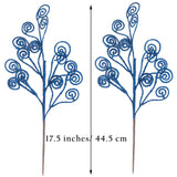 6Pcs Artificial Glitter Stems Ornaments 17.5" Sparkly Twigs Sticks Candy Sprays Curly Picks For Christmas Tree Branches Vase Fillers Wedding Party Holiday Arrangement Decor (6, Blue)