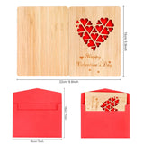 Valentine'S Day Bamboo Wooden Greeting Card(With Envelope), Happy Valentine'S Day Red Love Heart, For Her Him Girlfriend Boyfriend Wife Husband Mum Dad Valentine'S Day Gifts Card
