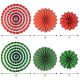 18Pc Party Red And Green Paper Fans Merry Christmas Hanging Paper Fans Decorations, Round Folding Party Bulk For Christmas Decorations Winter Holiday Wedding Birthday