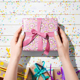 16Th Birthday Wrapping Paper Roll, Pink Happy 16Th Birthday With Heart Gift Wrap For For Age16 Teens, Kids, Girls, Friends, Mini Roll, 17 Inches X 16.4 Feet, 16 Years Old