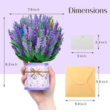 Lavender Flower Bouquet Pop Up Greeting Card With Envelop, 3D Effect, Purple, Foldable, Handcrafted