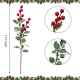 10 Pcs Christmas Flowers Artificial Red Berry Picks Decor, Holly Berries Stems, Christmas Tree Decoration, Winter Bouquet Silk Floral Arrangements Home Outdoor Indoor Ornaments