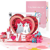 Love Cats 3D Valentines Day Card For Her, Pop Up Anniversary Cards For Wife, Romantic Birthday Cards, Popup Wedding Cards, Include Envelope.