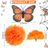 160 Pcs Artificial Marigold Flowers Monarch Butterfly Decoration Kit Dia De Los Muertos Decor Day Of The Dead Decorations 60 Butterflies And 100 Marigold Flower For Halloween Fall Diwali Mexican