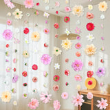 6 Pcs Artificial Rose Flowers Hanging Decorations,13 Ft Dangling Fake Rose With Hooks Spring Party Decorations For Wedding Party Background Birthday Baby Shower Home Flower Garden Themed