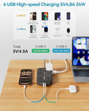 Power Strip Surge Protector 12 Outlets 6 USB Ports 3 USB C 5FT Flat Plug Extension Cord Black