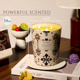 Homelights Scented Candles | Large Jar 34 Oz Natural Soy Candle | 130 Hrs Long-Lasting With 3 Wicks | Bohemian Natural For Home Decor | Gifts For Mom & Women, Lavender Vanilla