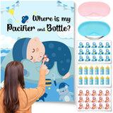 Pin The Pacifier On Baby Game Baby Shower Games Pin The Bottles With 45 Pcs Pacifier Bottle Sticker Blindfold Glue Point Birthday Party Favors Supplies