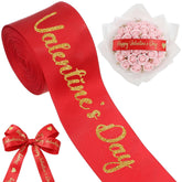 10 Yards Happy Valentine'S Day Ribbon Glitter Red Gold Heart Ribbon Craft For Hair Bow Wreath Crafts Gift Wrapping Flower Bouquet Anniversary Wedding Decor Birthday Party Supply(2 Inch)