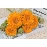 Artificial Sunflower Bouquet With Long Stems Fake Sunflowers Silk Flowers With 5 Heads Faux Sunflower Bouquet For Wedding Party Home Office Decoration Dining Table Centerpiece (Orange1Bunches)